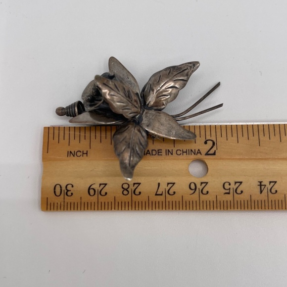 Vintage Sterling Silver Flower Brooch Pin 925 Lily Orchid Mexico Signed DS Taxco - Picture 9 of 9